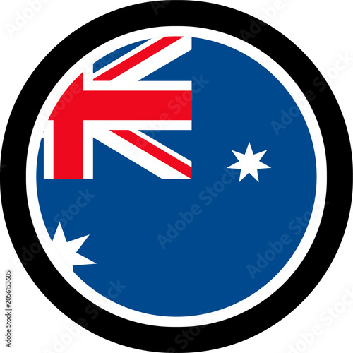 Australia Round Flag Icon with Black Border