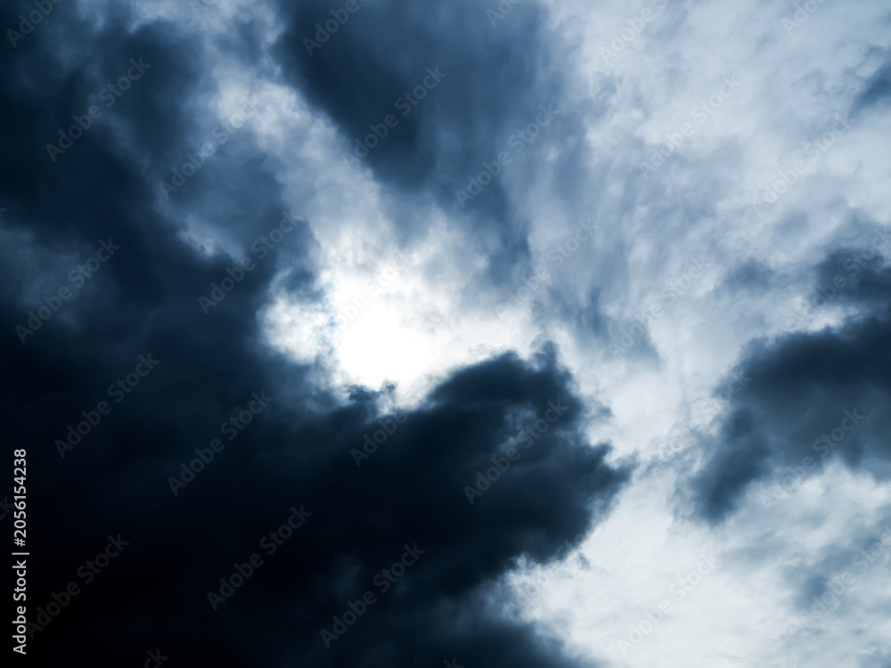 Fototapeta premium Cloud storm sky dark rain lightning thunder stormy typhoon nature light scene rainy atmosphere damage effect carbon dioxide dust air pollution 2.5 Pm, texture nature windstorm weather skyscape