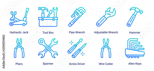 Quadro su tela Heavy Machinery icon set featuring industrial vehicles and road construction equipment for engineering, contractor and infrastructure projects