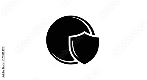 Fotografía Shield icon placed in front of a circular disc symbolizes digital security, data protection, and robust safety protocols for modern business infrastructure and software interface design