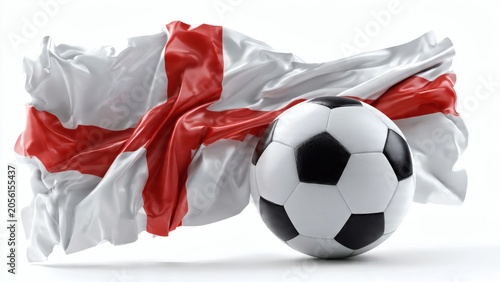 Soccer ball with England flag in dynamic motion