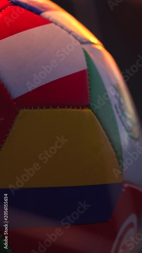 Rotating Soccer Ball with World Flags Starting on Mexico Flag Vertical