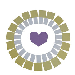 Colorful circular icon with purple center and green leaves design vector