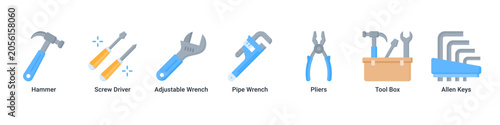 Tableau sur toile Tool Repair web banner icon vector illustration with Hammer, Screw Driver, Adjus