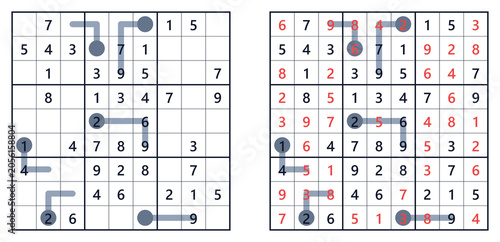 Sudoku puzzle 9x9 medium difficulty for adults printable with answers A4