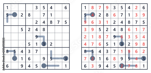 Sudoku puzzle 9x9 medium level for adults printable with answers A4