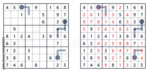 Sudoku puzzle 9x9 medium difficulty for adults, printable with answers A4