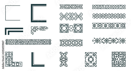 Decorative Geometric Ornaments and Borders Collection