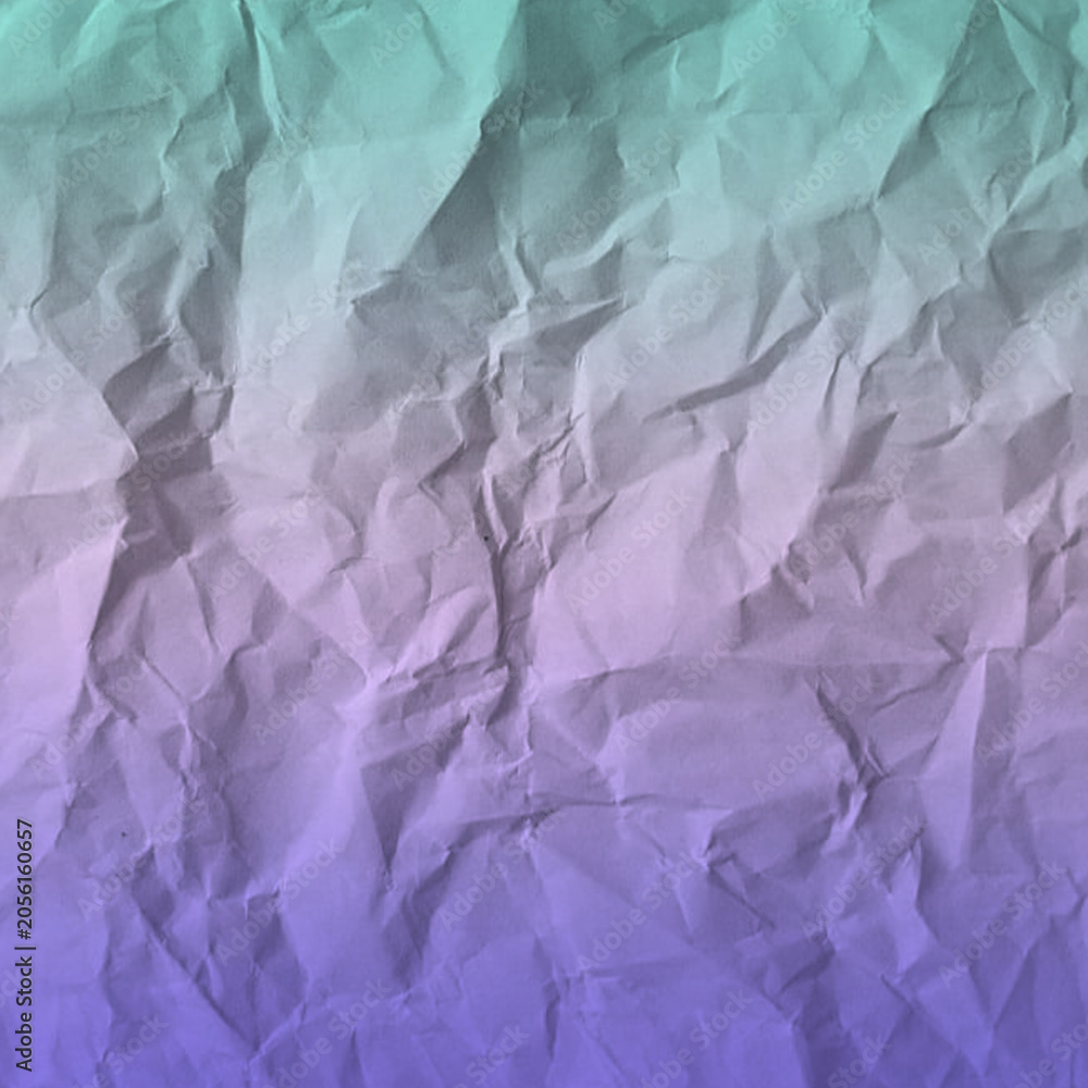 Obraz premium Crumpled paper texture with teal and purple gradient coloration