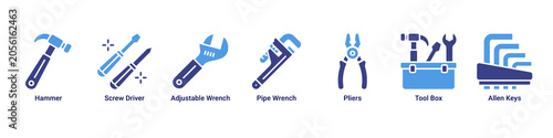 Quadro su tela Tool Repair web banner icon vector illustration with Hammer, Screw Driver, Adjus