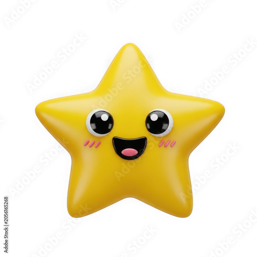 Cute cartoon yellow star with smiling face