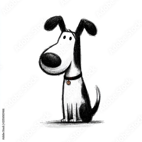 Minimal cute dog doodle illustration isolated on white background