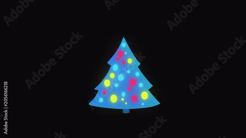 Colorful Christmas Tree Animation with Alpha Channel – 4K Seamless Loop Celebration Graphic