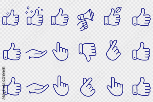 Slika na platnu Hand gesture icon set of various shapes