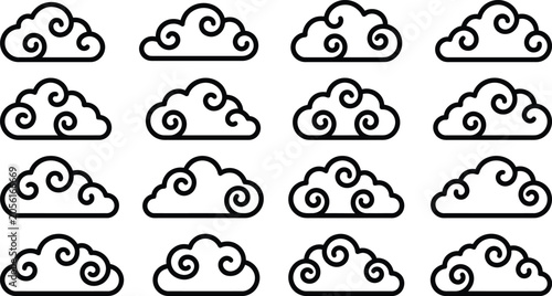 Valokuva Black and white of decorative floral swirls arranged in a grid pattern decorativ