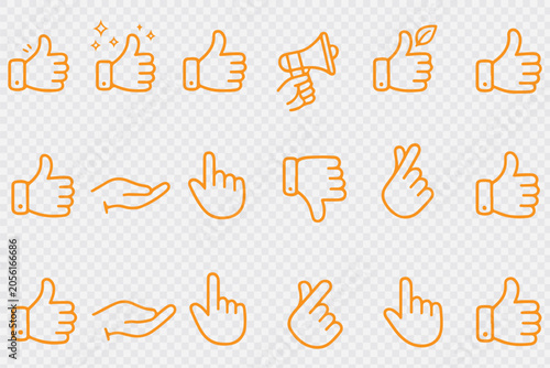 Tableau sur toile Hand gesture icon set of various shapes