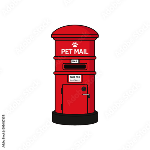 Red Pet Mail Post Box Vector Illustration