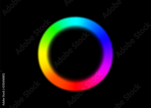 Schilderij op canvas Rainbow circle radial gradient frame isolated on black background