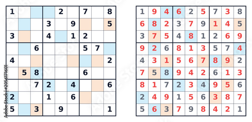 Valokuva Sudoku puzzle 9x9 hard challenge for adults, printable with answers A4, even and