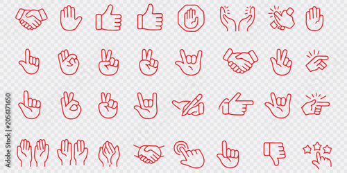 Foto Hand thin line icons set