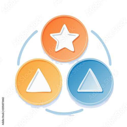 Flat design progress steps vector with orange blue and white