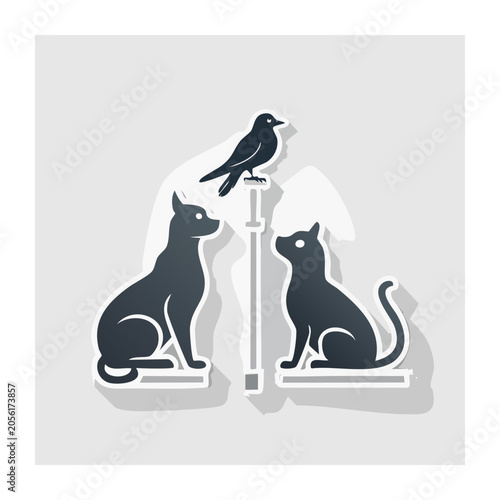 Two flat design penguins on iceberg