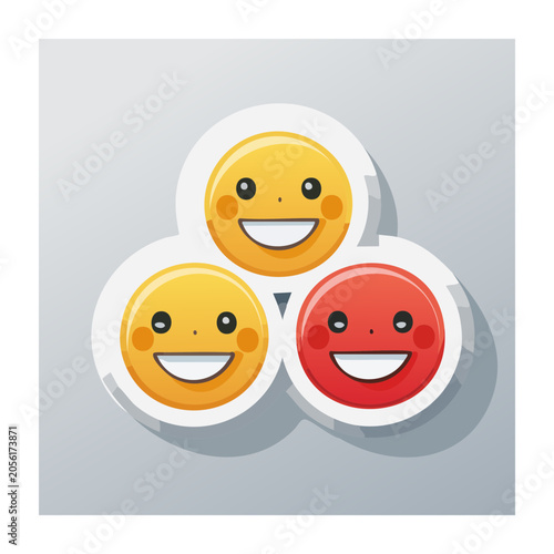 Two flat design smiley faces side by side