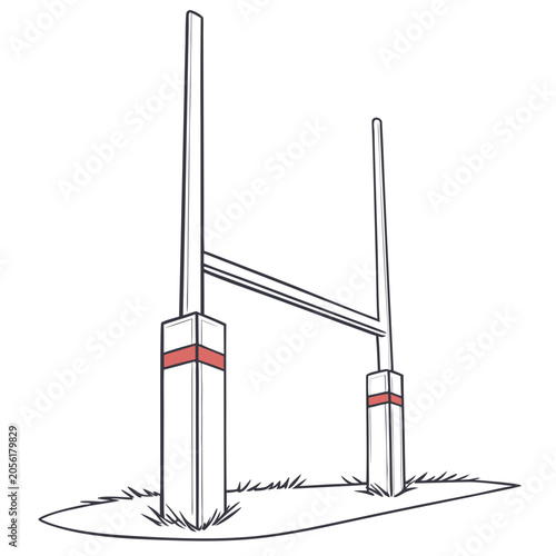 Fotografie Minimalist illustration of a soccer goal with red crossbar and posts, football g