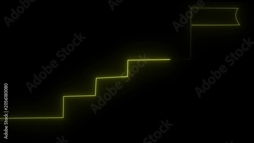stairs icon sign icon animation on Glowing neon business graph chart concept . Business improve concept, market signs in neon lights Glowing neon line .