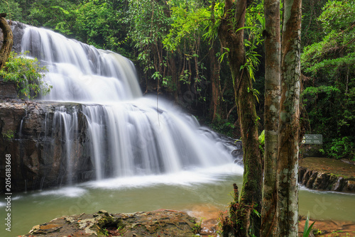 Tableau sur toile Pang Sida Waterfall is a beautiful waterfall located in the middle of a rainforest, within the Pang Sida National Park, Sa Kaeo Province, Thailand