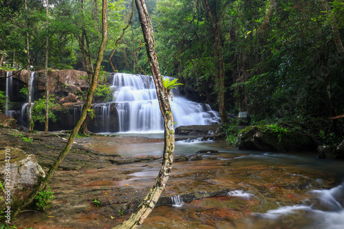 Tableau sur toile Pang Sida Waterfall is a beautiful waterfall located in the middle of a rainforest, within the Pang Sida National Park, Sa Kaeo Province, Thailand