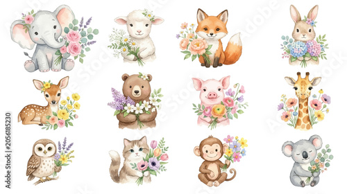 Photography Charming pastel baby animals and spring flowers in nursery style