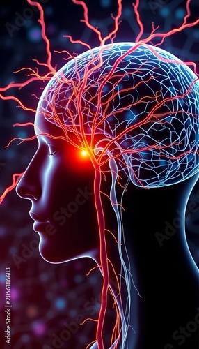Elegant representation of the human nervous system, neural pathways,  mind,  illustration
