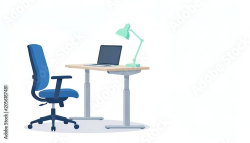 Modern Minimalist Office Workspace with Desk and Chair Illustration