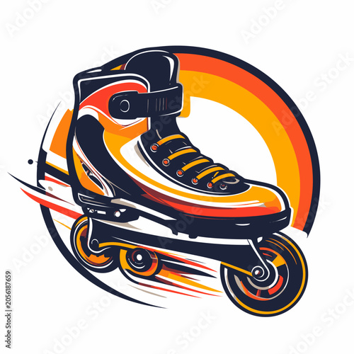 Fast inline skate with colorful background and motion trails.
