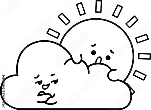 a vector of weathers icon in cute black and white coloring
