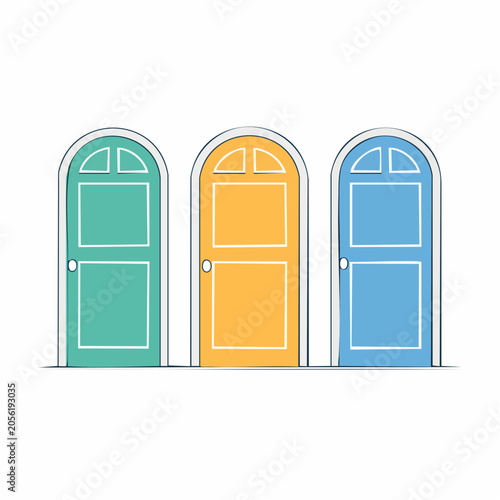 Three Arched Doors in Different Colors