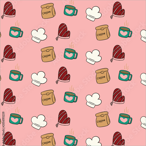 3D Cafe Equipment Seamless Pattern Vector