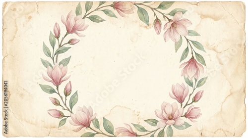 Vintage Watercolor Journal, Rustic Watercolor Stationery, Boho Journal Paper, Soft Magnolia Watercolor Clipart Border Design