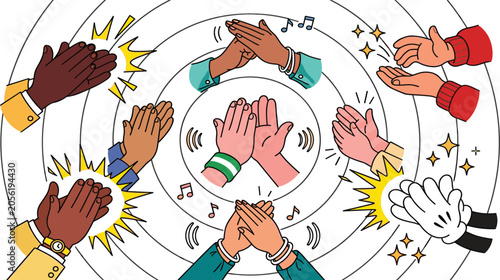 Foto Clapping Hands Gesture Collection with Applause Symbols, Audience Appreciation A