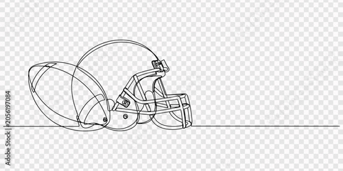 Photos Football helmet line drawing on white background continuous one line art style,