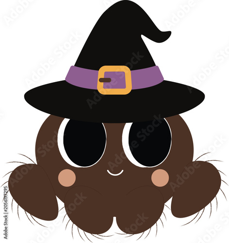 Cute Spider Wearing Witch Hat
