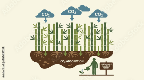 Foto Sustainable Bamboo Forest Absorbing Significant Carbon Dioxide