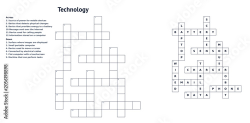 Crossword themed Technology with clues and solution