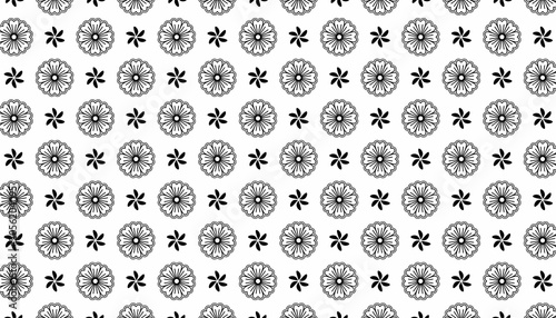 Colorful Ornamental Seamless Pattern with Floral Motifs and Geometric Star Elements