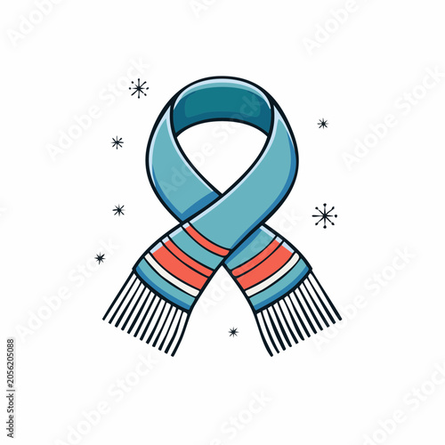 Cartoon Scarf with Snowflakes