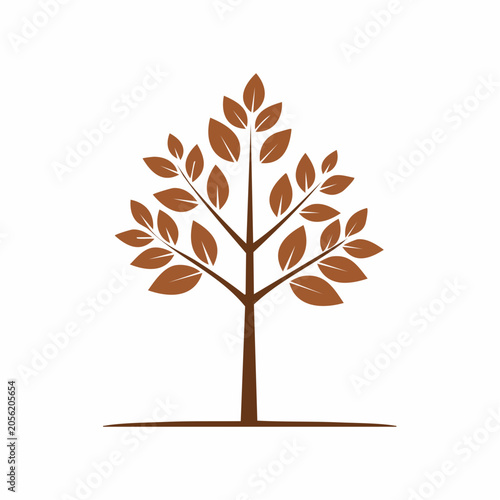 Stylized Tree Icon with Brown Leaves