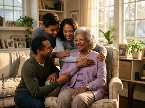 A family showing love and care.
