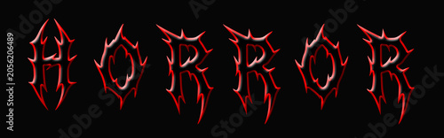 3D Spiky Horror Text Effect with Red Gothic Glow Isolated on Black Background