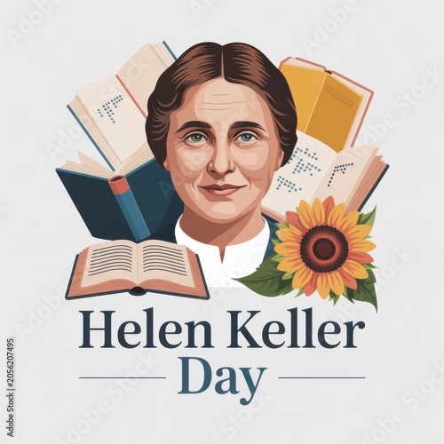 Helen Keller Day, isolated on white background.